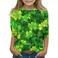 thumbnail image 2 of Posijego T-Shirt Filles Garçons Fête de la Saint-Patrick Manches 3/4 Col Rond Graphique Tee Ample Décontracté, 2 of 5