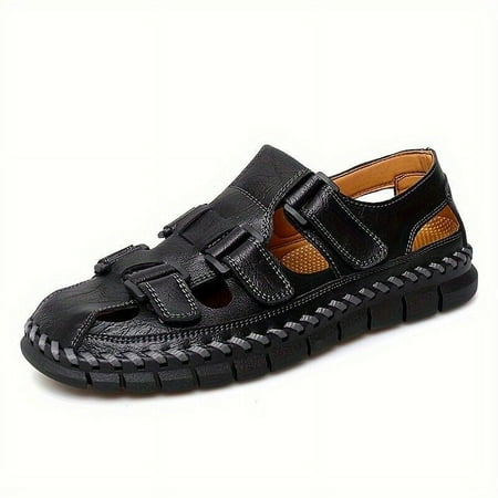 

Men Leather Sandals for Men Closed Toe Hiking Sandals Handmade Driving Shoes