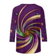 thumbnail image 6 of Ladies Mardi Gras Tops Trendy Graphic 3/4 Sleeve Loose Fitted Tee Shirts Party Crewneck New-Orleans Holiday Blouses Carnival Clothes 2026, 6 of 7