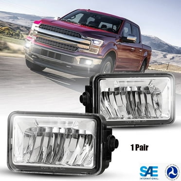 LED Fog Lights For 2015-2020 Ford F-150 w/o Fog Light Brackets Assembly Rectangle Lamps Clear Lens Pair