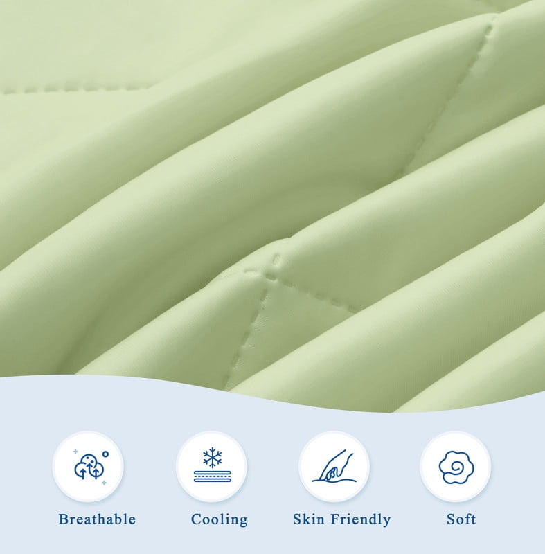 Cooling Comforter Twin Size, Double-Sided Cooling Tech Fabric Blanket for Hot Sleepers and Night Sweats, All-Season Breathable Lightweight Comforter, Apple Green