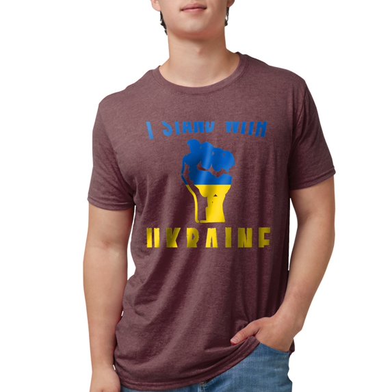 CafePress - I Stand With Ukraine T Shirt - Mens Tri-blend T-Shirt