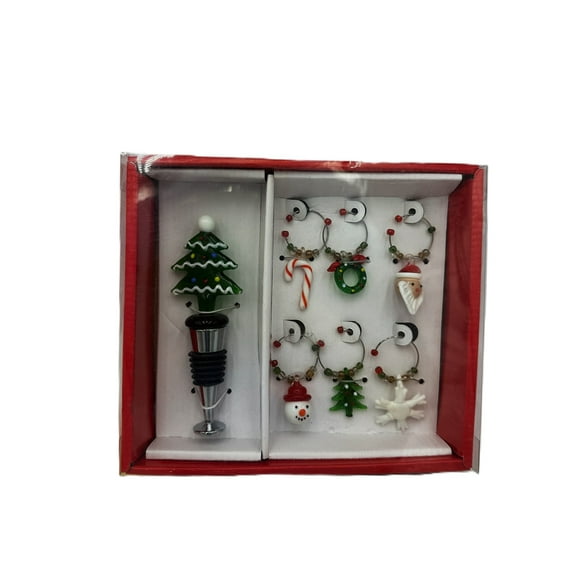 Handcrafted Christmas Wine Stopper Set, 7 Pieces