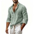 thumbnail image 5 of StSilkitty Button down Shirts for Men Cotton Linen Long Sleeve Collared Shirt Lightweight Casual Beach Vacation Tops, 5 of 8