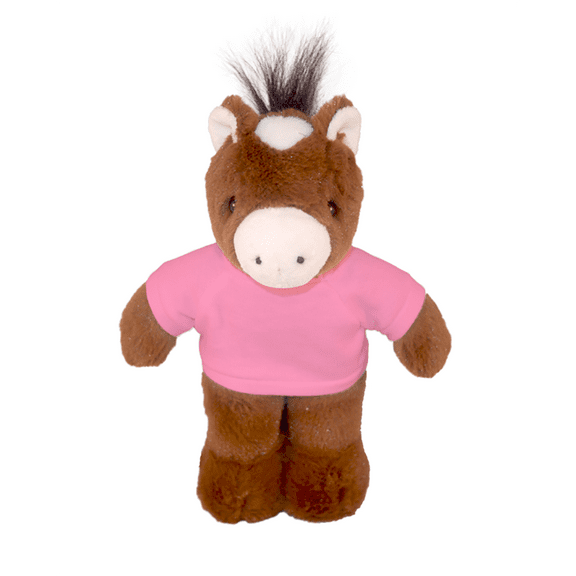 Plushland 8 Inch Floppy Horse with Tee Plush Stuffed Animal Personalized Gift - Custom Text on Shirt - Great Present for Mothers Day, Valentine Day, Graduation Day, Birthday