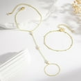 thumbnail image 5 of Turandoss Clover Hand Chain Bracelet for Women Dainty 14K-Gold-Plated Ring Bracelet Hand Chains Cubic Zirconia Finger Bracelets Ring Hands Chain Jewelry Gift for Women, 5 of 7