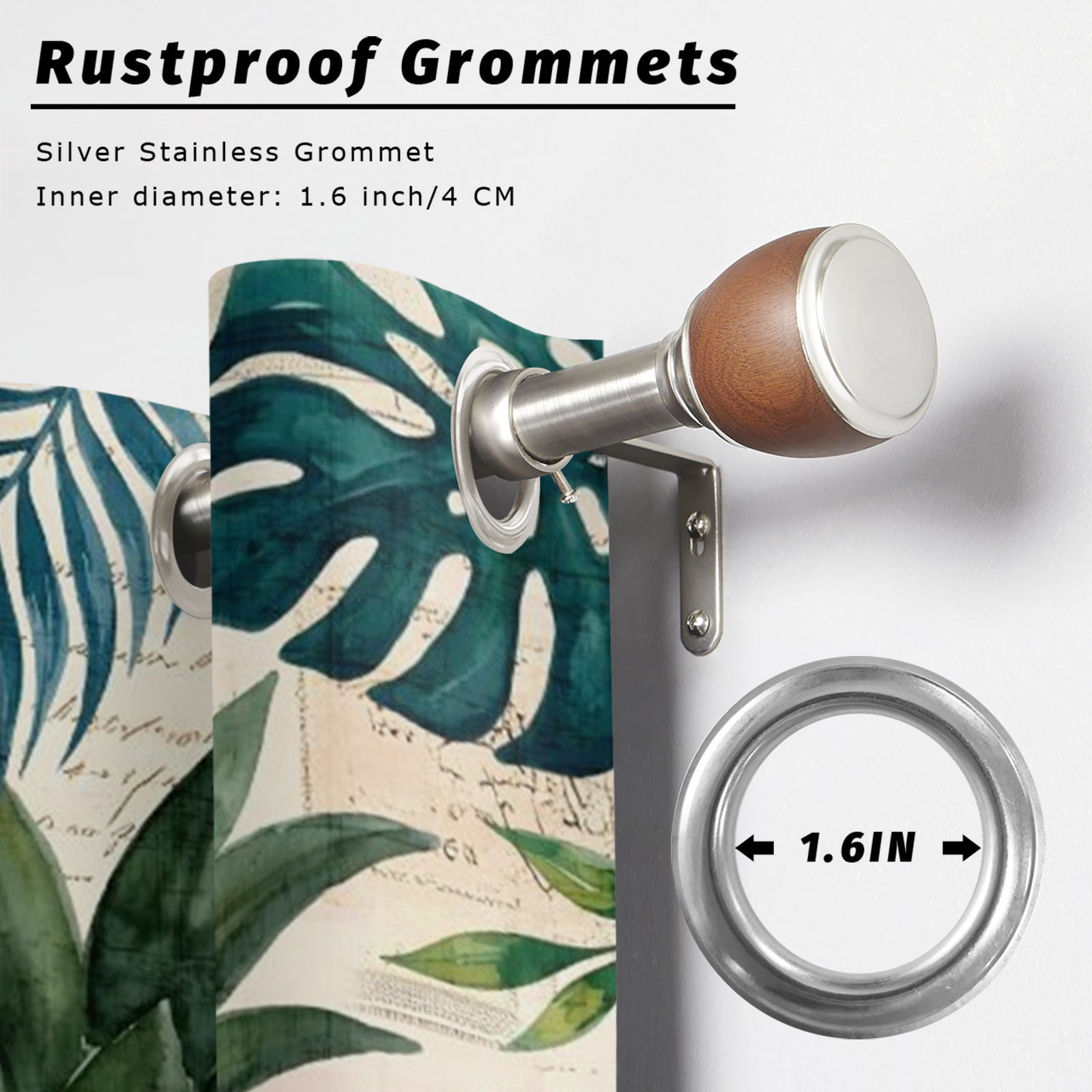Gold Pineapple Outdoor Curtains for Patio, Monstera Leaves Vintage Tropical Botanical Summer Sunshade Privacy Drapes Grommet Waterproof Outside Curtains for Porch/Cabana/Balcony 54"x 108", 1 Panel