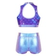 thumbnail image 3 of YEAHDOR Kids Girls 2 Piece Ballet Active Outfit Shiny Dance Gymnastics Tank Top with Booty Shorts, 3 of 7