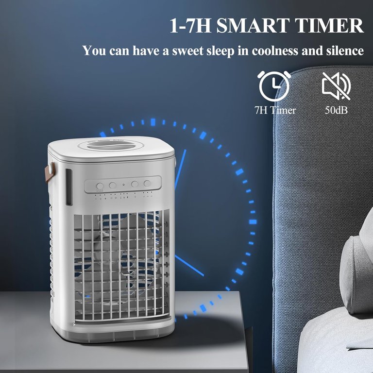 2025 Upgraded 5-in-1 Portable Air Conditioner – Mini AC With Ice Packs, 1200ml Tank, 7H Timer, Remote