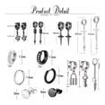 thumbnail image 2 of 15 Pares Aretes Con Piercing Pendientes Hombre+bolsa De Tela NEGRO, 2 of 5