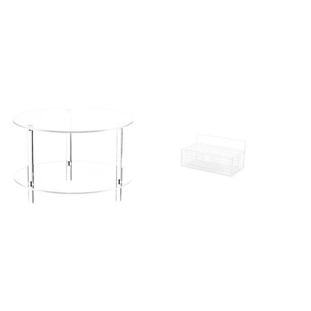 Mesa Auxiliar De Acrílico Transparente Con Cestas Colgantes, Estantes Flotantes, Organizador De Baño De Metal, Cesta De Almacenamiento De Alambre Para Sala De Estar, Dormitorio O Encimera.