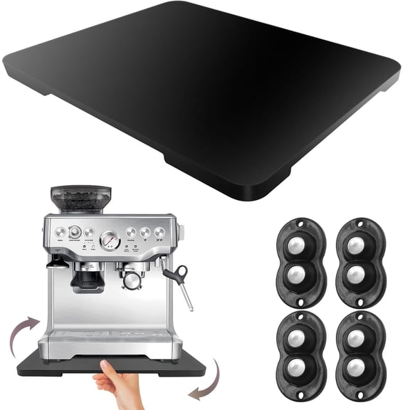 Bamboo Sliding Tray for Kitchen Appliances, 360° Rolling Appliance Base for Countertop Use, Kitchen Caddy Sliding Tray Appliance Coffee Maker Slider