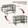 thumbnail image 3 of Roromall Dining Table Set for 4, Kitchen Table Set with 2 Benches, Rectangular Table with Wine Rack & Storage Shelves, 3 Piece Dining Table Set for Small Space, 3 of 6