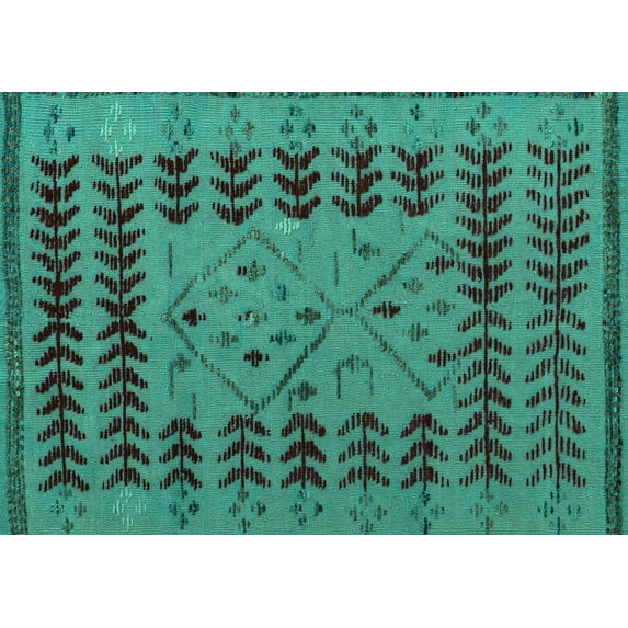 Ahgly Company Indoor Rectangle Abstract Turquoise Blue Modern Area Rugs, 5' x 7'
