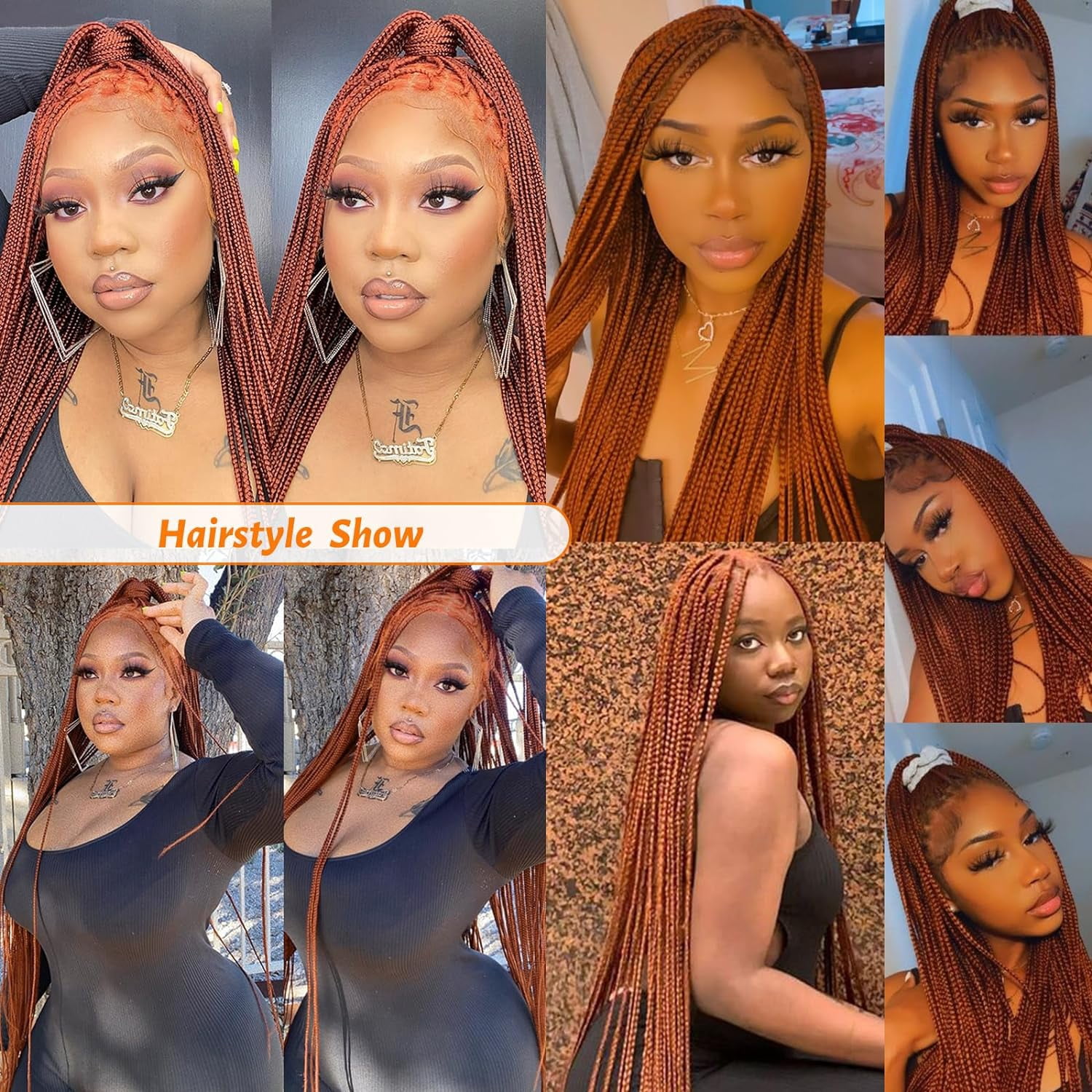 Braided Wigs for Black Women Transparent HD Full Lace Knotless Box Braided Wigs Twist Cornrow Braids Synthetic Lace Front Braided Wigs with Baby Hair Handmade Faux Locs Wig Braided Wigs (350 Color)