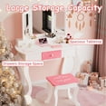 thumbnail image 5 of SESSLIFE Vanity Sets for Girls, Vanity Play Set with Drawers, Dressing Table Dresser Wooden Toy Makeup Vanity Table & Stool with 3 Foldable Mirror, White, 5 of 7
