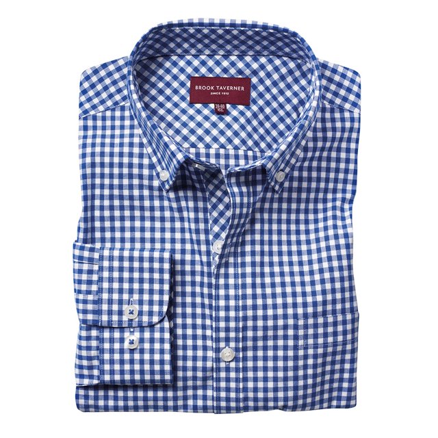 Brook Taverner - Camisa Montana Guingán de Manga Larga para Hombre (Azul)