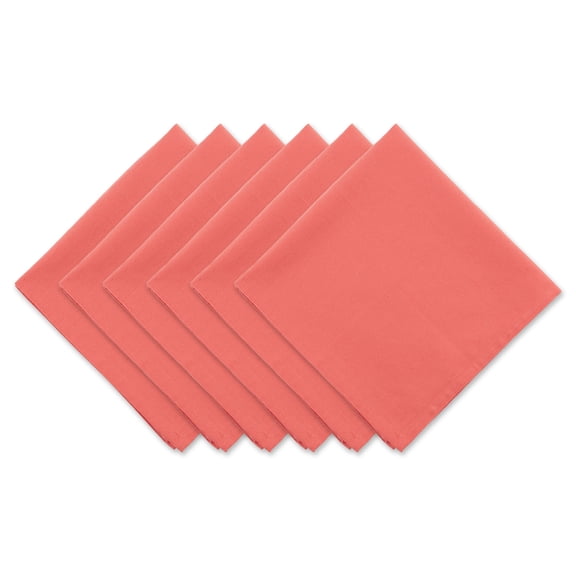 Contemporary Home Living Set of 6 20" x 20" Coral Reef Orange Solid Modern Style Napkins