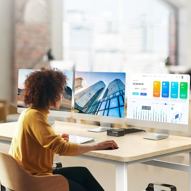 Conmutador KVM, Conmutador KVM USB3.0 Rendimiento Estable Profesional 2 En 3 Salidas Para 2 Computadoras Comparte 3 Pantallas