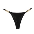 thumbnail image 4 of Puliio Women's Rhinestone Chain Decor Underwear Black High Cut Sexy Thong Panties, 4 of 6