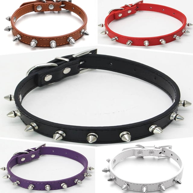 Cheers Collier Ajustable en Faux Cuir avec Rivets et Clous pour Chiot Chat Chien