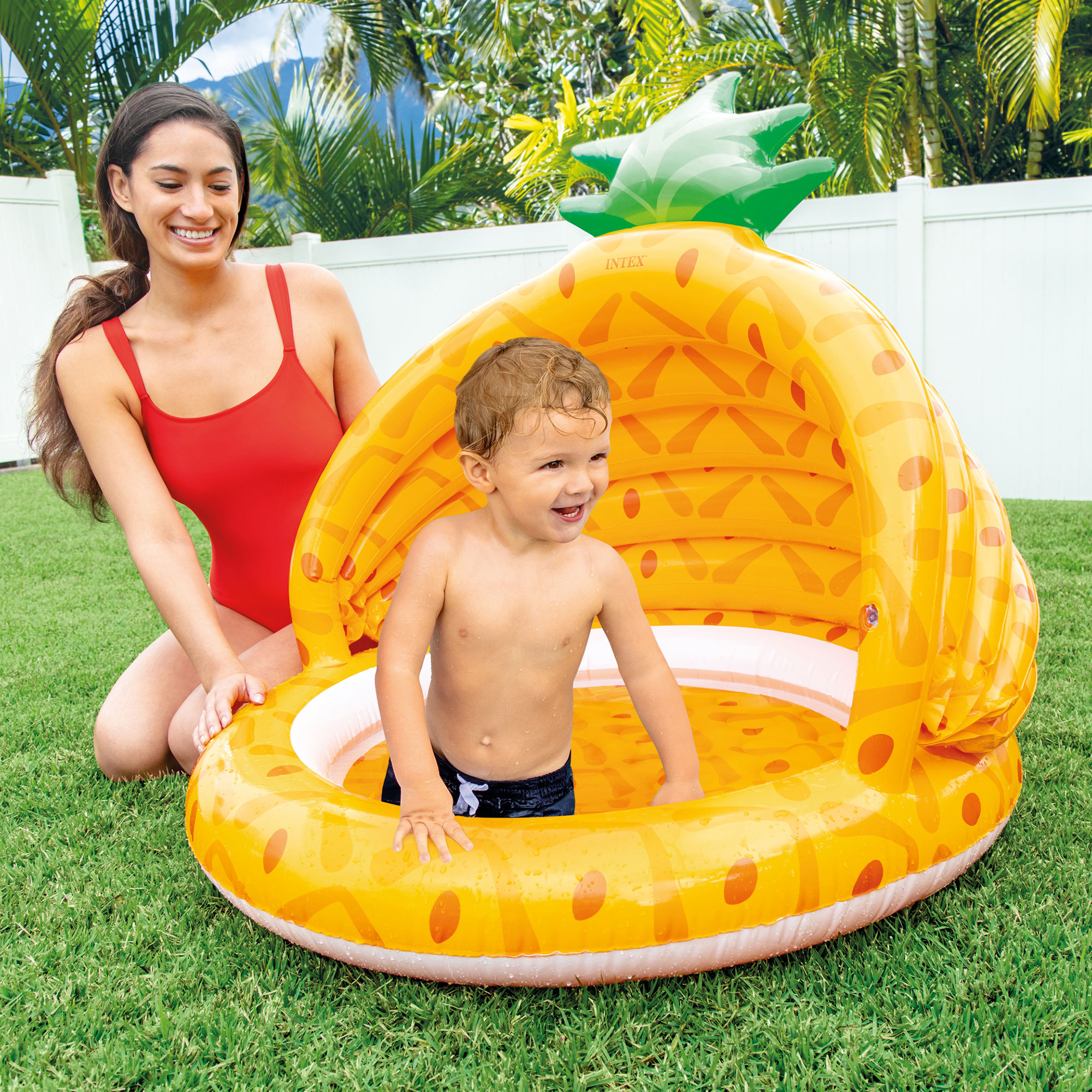 Intex 58414EP 40 Inch Pineapple Outdoor Baby Toddler Inflatable Swimming Pool - image 3 of 3