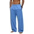 thumbnail image 5 of GrmtClth Men's Open Bottom Jogger Sweatpants Baggy Silhouette Deep Side Pockets Casual Gym Errands Athletic Trousers Sky Blue M, 5 of 5