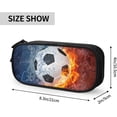 thumbnail image 3 of Estuche para lápices para niños con estampado de fútbol, bolsa para bolígrafos portátil con cremallera y diseño de fuego y agua, 3 of 4