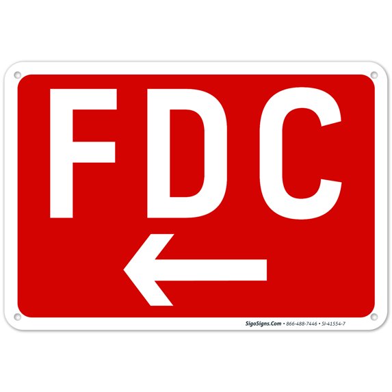 FDC Left Arrow Sign, Red Background,