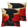 thumbnail image 2 of Acheng  Set of 2 Throw Pillow Covers Oil Painting African Art Ethnic Tribe Lady Livingroom Lips Decorative Pillow Cases Home Decor Square Pillowcases White, 2 of 6