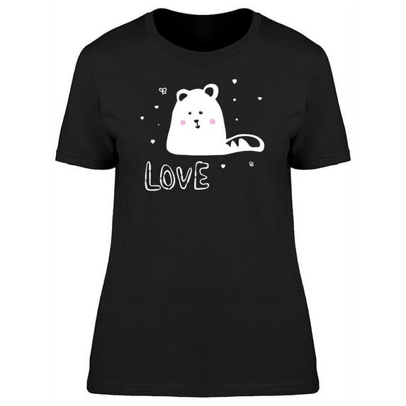 Cute White Cat And Hearts T-Shirt Women -Image by Shutterstock, Female Medium
