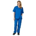 thumbnail image 4 of M&M SCRUBS Women Scrub Set V-Neck Medical Scrub Tops and Drawstring Pants - Pack of 6 Set (True Royal Blue, 3X-Large), 4 of 7