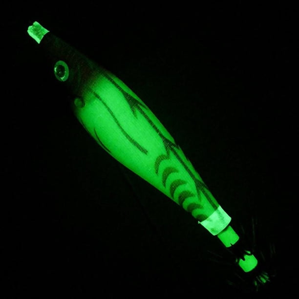 Cebo de camarón de madera luminosa de 8cm, anzuelos de calamar, señuelos de pesca con gancho (rojo + verde) Likrtyny Para Estrenar