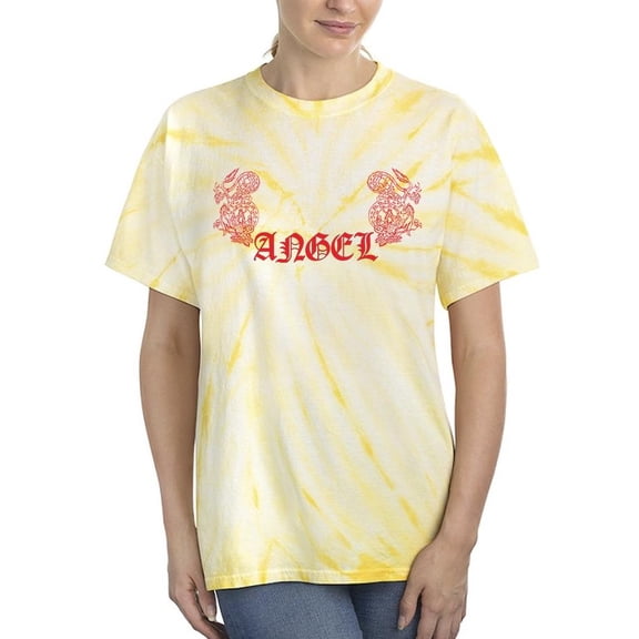 Japanese Dragon Angel Slogan Tie Dye Cyclone Women -Image by Shutterstock, Female Medium