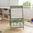 thumbnail image 6 of Qaba Kids Easel, 3-in-1 Double-Sided Art Easel with Paper Roll, Whiteboard & Chalkboard, Storage Baskets for Toddlers Ages 3-8, Green, 6 of 9