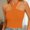 Orange, variant on Womens Halter Top, Solid Color Backless Knitted Design Casual Beige L