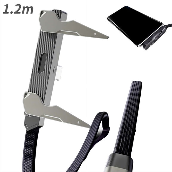 240W Fast Charge Cable with Built-in Phone Stand, 1.2m Foldable Type-C Invisible Holder Charger Cord for iPhone 15-17, Tablets, Gaming Office Travel