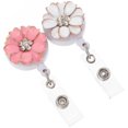 thumbnail image 4 of DEELLEEO 2Pcs Flower Rhinestone Badge Clip Retractable Badge Holder ID Name Badge Holders, 4 of 8