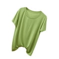 thumbnail image 2 of Swuxness Women Short Sleeve Casual T Shirts, Spring and Summer Tops, Ladies Crew Neck Solid Color Comfortable Fashion Loose Pullover Blouse Green, M, 2 of 4