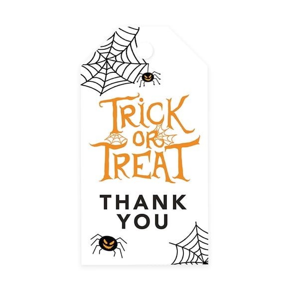 Koyal Wholesale 100-Pk Spiders and Webs Halloween Gift Tags With String, Favor Bag Tags Halloween Decorations