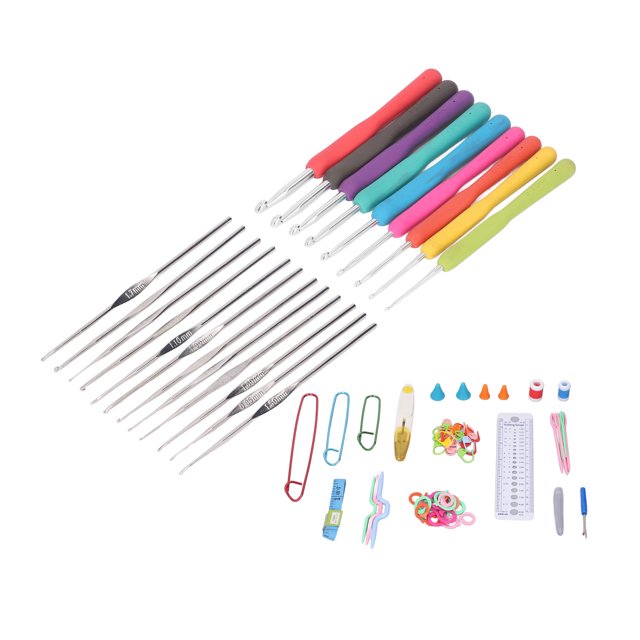 Ganchos De Ganchillo Juego De Ganchos De Ganchillo Mango Cómodo Juego De Herramientas De Tejer De Ganchillo De Colores Brillantes Juego De Ganchillo De Aluminio Para Principiantes Estuche De Gancho De