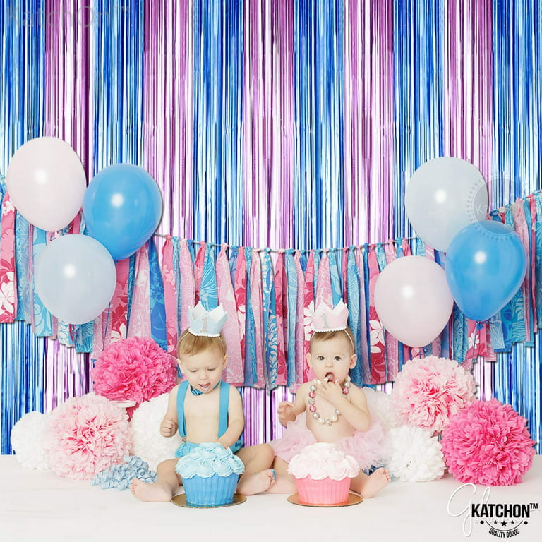 KatchOn, XtraLarge Pink And Blue Streamers - 6.4x8 Feet, Pack Of 2 Gender  Reveal Decorations, Baby Gender Reveal Backdrop Boy Or Girl