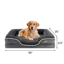 CONCETTA 35"x25" Orthopedic Dog Bed, Large Pet Sofa Bed with Egg Crate Foam Support, Machine Washable Cover, Gray