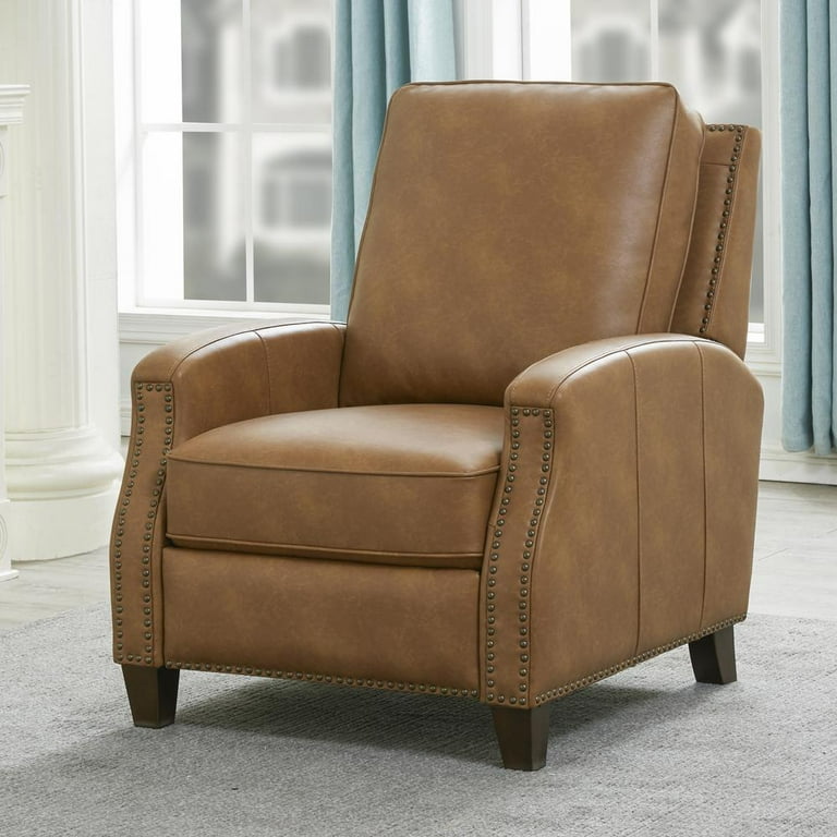 Comfort Pointe James Manual Recliner in Saddle Brown Faux Leather