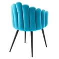 thumbnail image 3 of Modway Vanguard 19.5" Scalloped Back Velvet Dining Chair in Black/Blue, 3 of 7