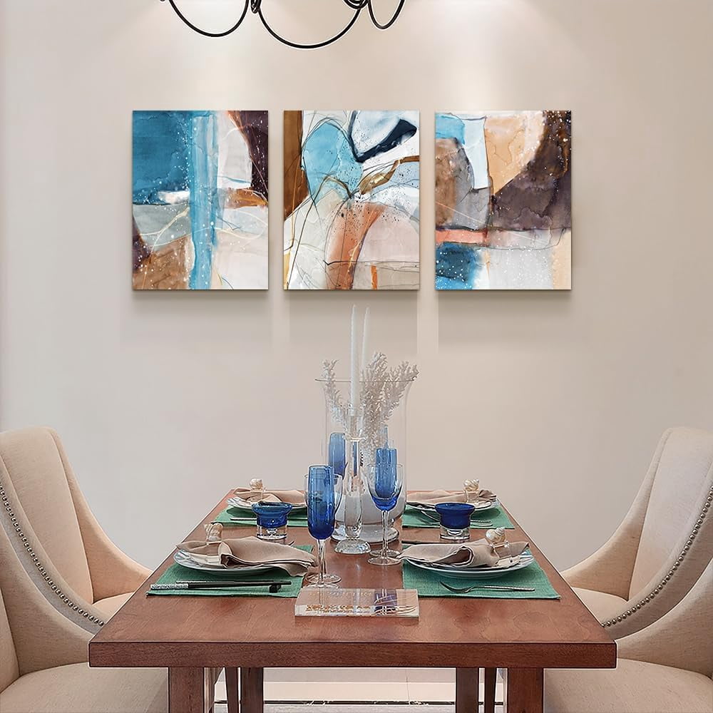 Canvas Wall Art For Living Room Modern Wall Decorations For Bedroom Abstract Ink Wall Painting Office Wall Decor Pictures Artwork 3 Piece Framed Canvas Art Prints Ready to Hang Room Home Decoration