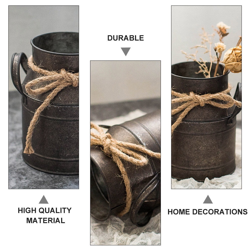 2pcs Iron Flower Bucket Gardening Planter Bucket Retro Flowerpot Milk Pot Holder