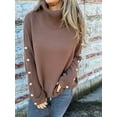 thumbnail image 4 of Women'S Oversized High Neck Chunky Pullover Cowl Neck Long Sleeve Winter Slouchy Loose Knit Sweaters Dark Brown XL, 4 of 8