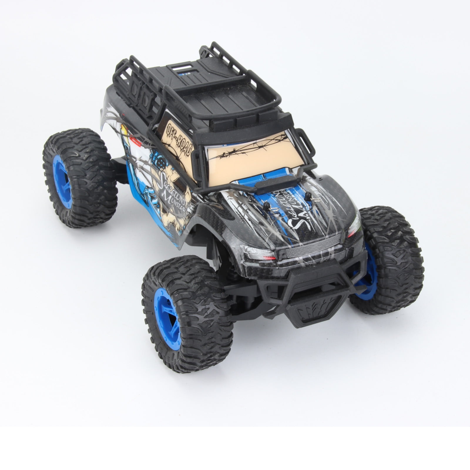 ​1:16 Scale Beginner RC Truck - 18km/h Speed, Dual Batteries & Pistol Grip Remote - Grass & Dirt Use Age 8+​​ Blue