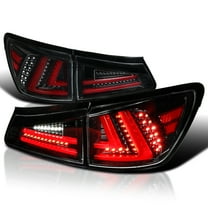 Spec-D Tuning Jet Black Housing Red LED Bar Tail Lights Compatible with 2006-2008 Lexus IS250 IS350, Left   Right Pair Assembly